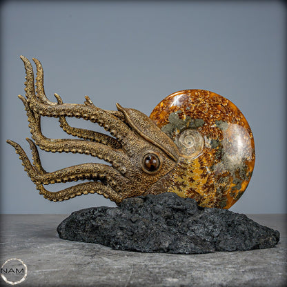 Natürlicher Ammonite verbunden mit Meisterhafter Kunst -1240,38g