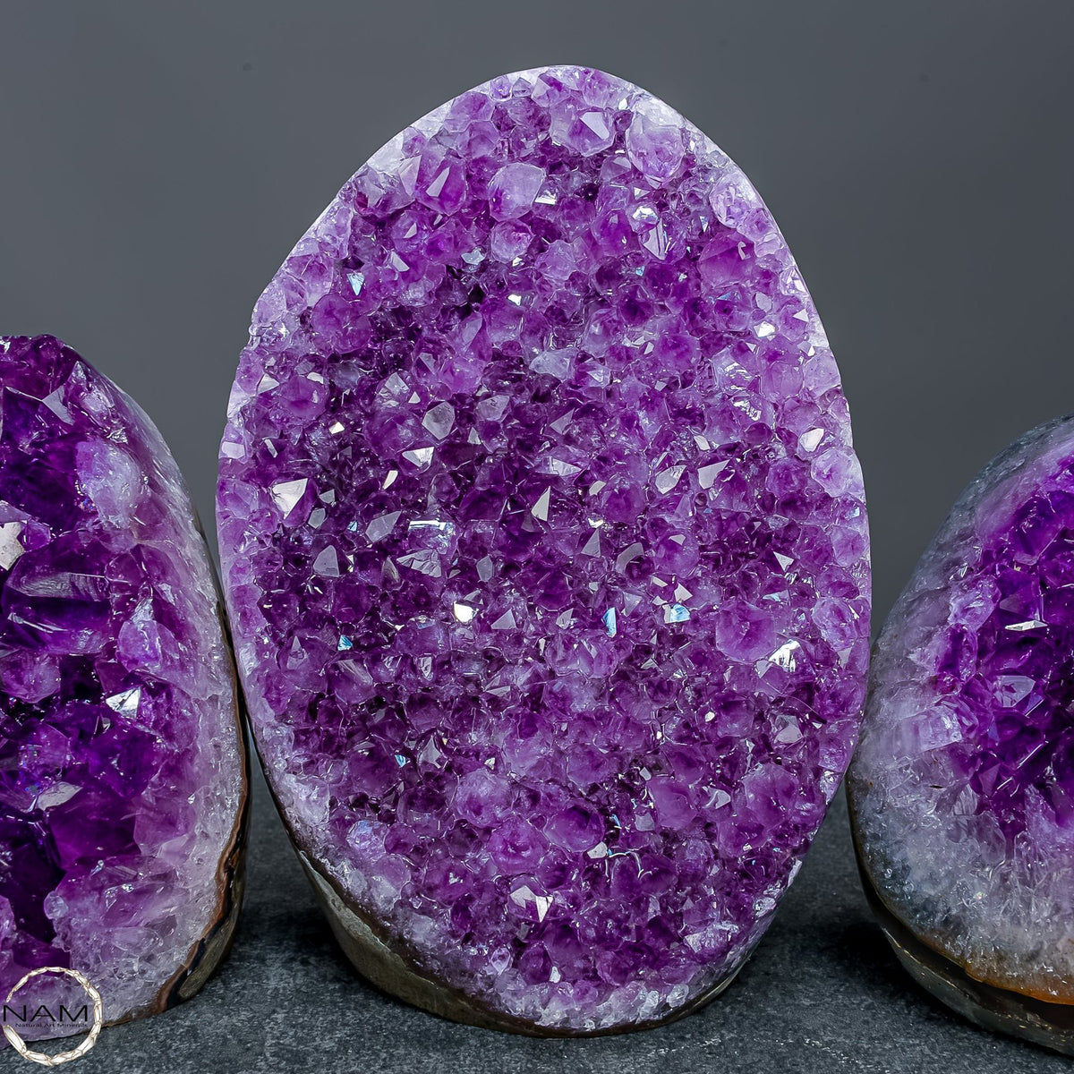 Amethyst-Drusen-Set – Drei einzigartige Kristallwelten – 1641,91g