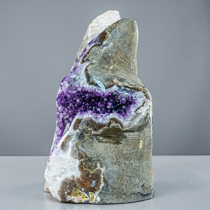 Perfekte  Amethyst-Druse mit Calcit kristallen - 3709,25g