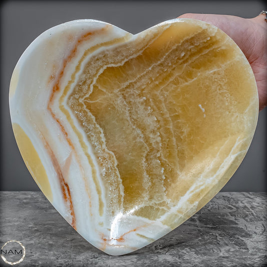 Wunderschöne Calcit-Herzschale aus Mexiko- 347,74g