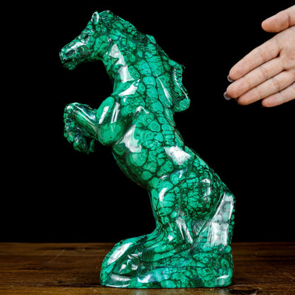 Seltene Skulptur aus Natürlichem Malachit Pferd, Kongo - 2195,47g