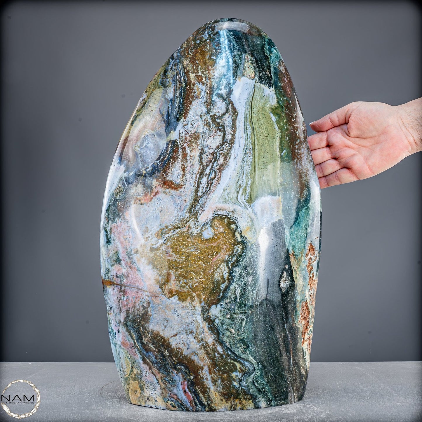 Farben des Ozeans – Ozean-Jaspis in spektakulärer Freiform-29234,11g