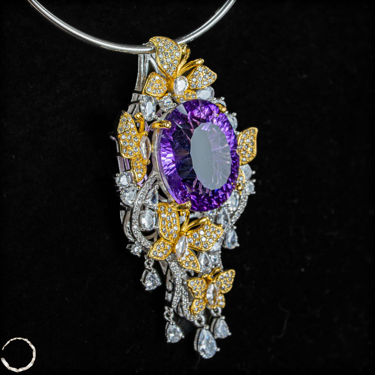 Prunkvoller Amethyst-Anhänger – vergoldetes Silber  20,68g 103,4ct