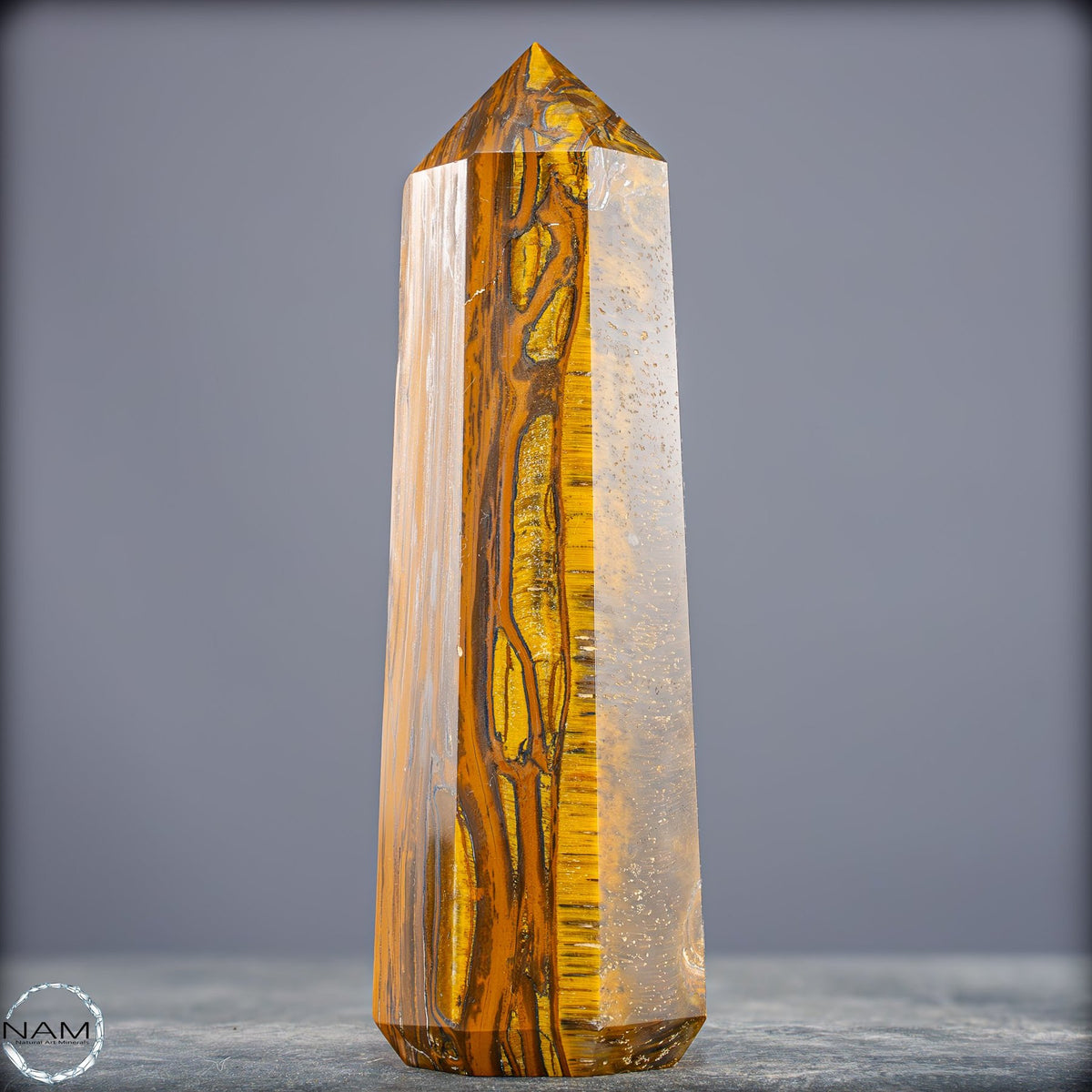 Natürlicher Tigerauge-Obelisk - 912,17g
