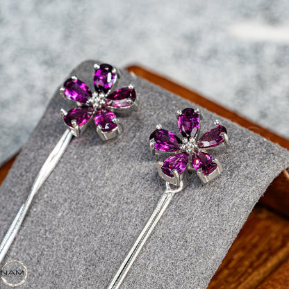 Florale Eleganz – Ohrringe mit natürlichen Padparadscha-Saphiren aus Tansania 3,16g  15,8ct