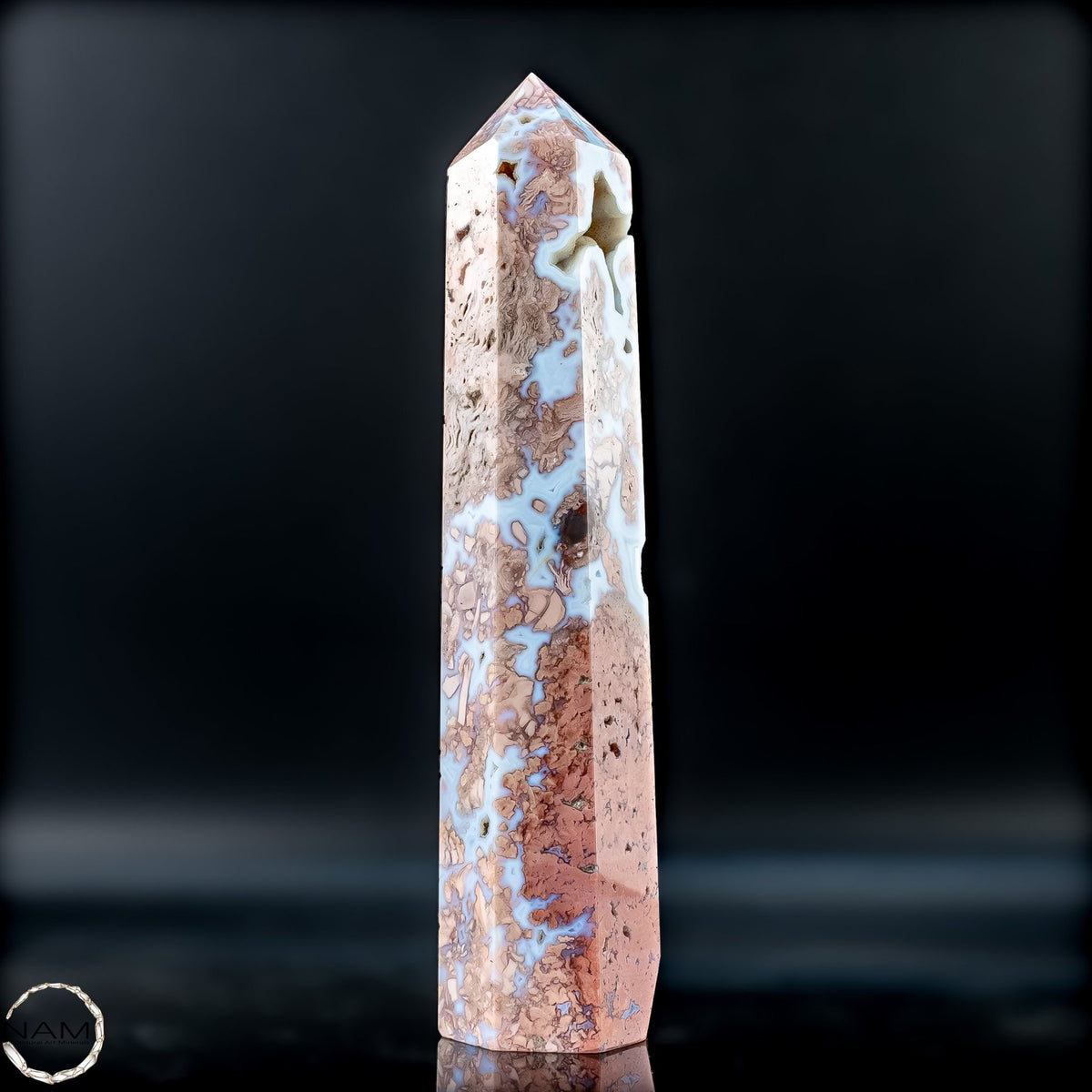 Cotton Candy Achat Obelisk  kraftvolle Eleganz aus Mexiko - 360,56g