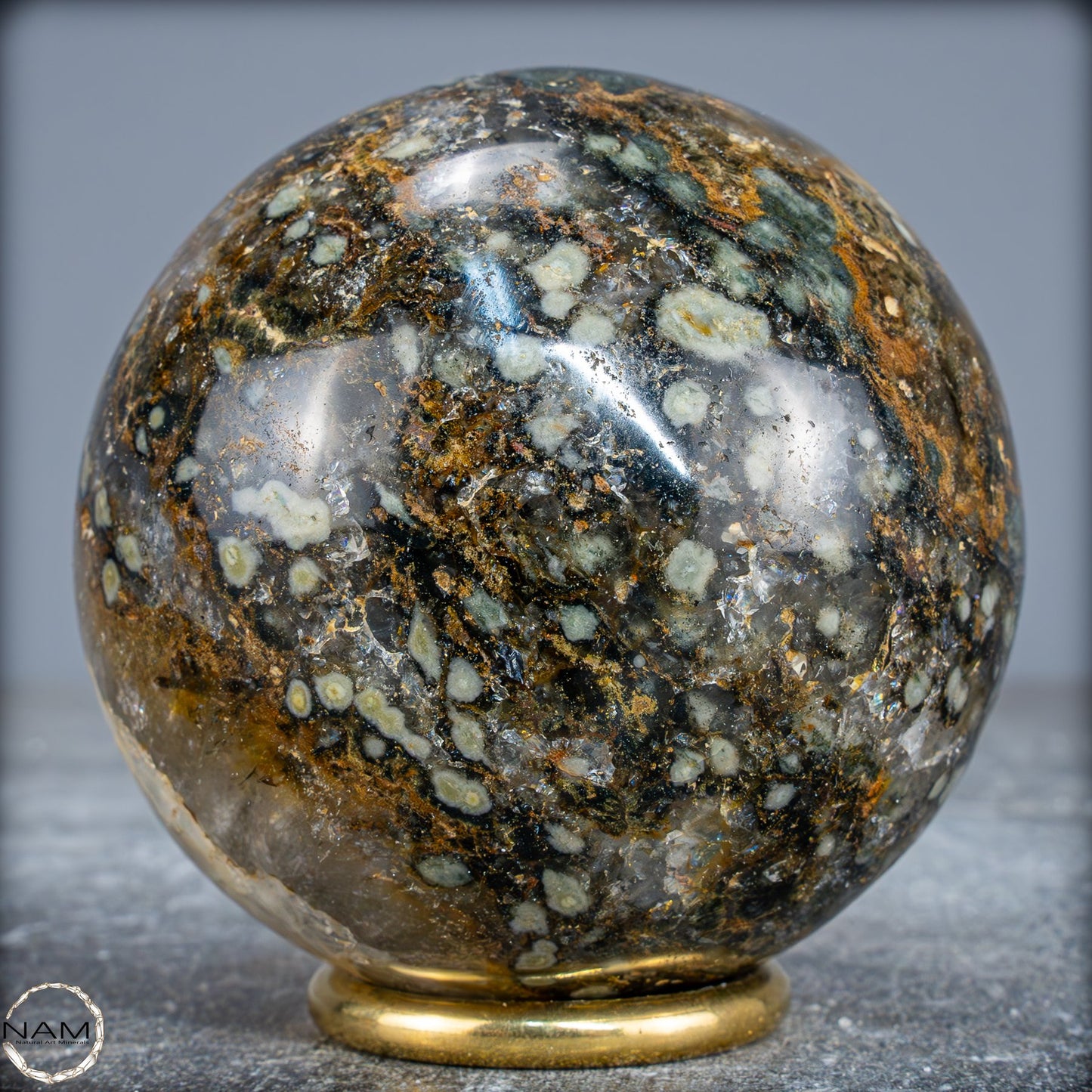 Natürliche Ocean-Jaspis-Achat Kugel - 652,51g