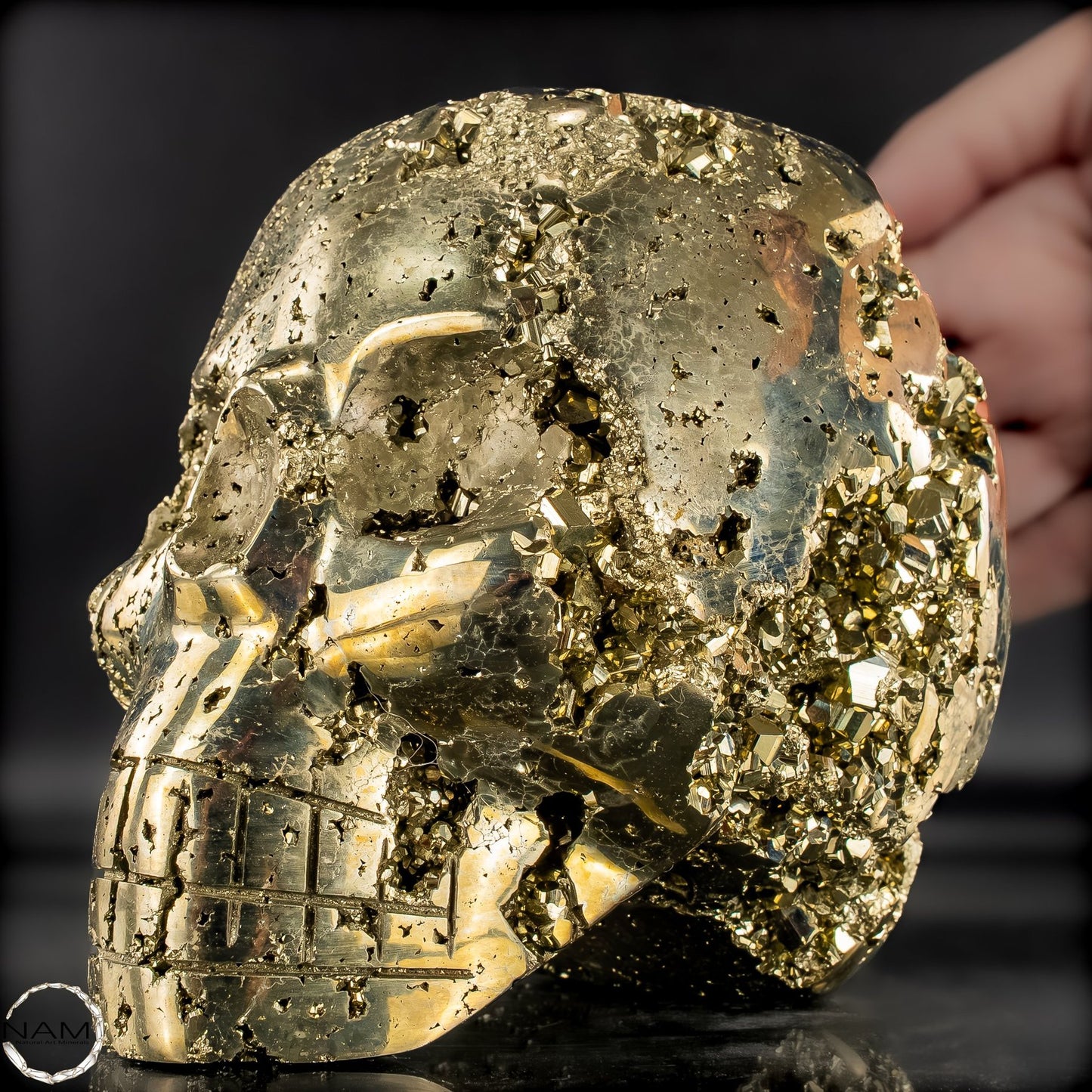 Natürlicher Pyrit Schädel/Totenkopf Skulptur -4421,28g