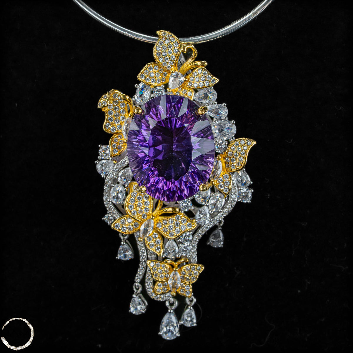Prunkvoller Amethyst-Anhänger – vergoldetes Silber  20,68g 103,4ct