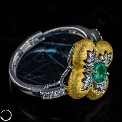 Exklusiver Smaragd-Ring aus vergoldetem Silber- 3,17g 15,85ct