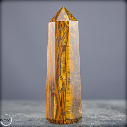 Natürlicher Tigerauge-Obelisk - 912,17g