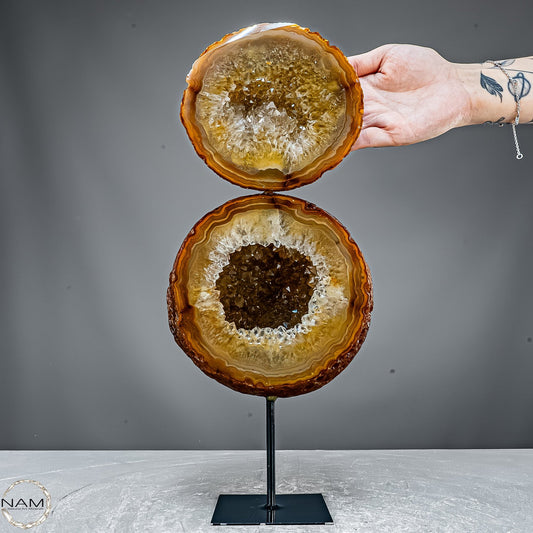 Achat-Doppeldruse auf Ständer – Zwei Kristallwelten - 3393,67g