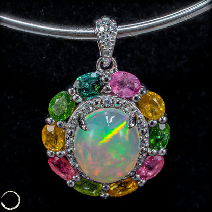 Welo Opal & Turmalin Anhänger – Farbenpracht in vollendeter Harmonie 3,47g 17,35ct