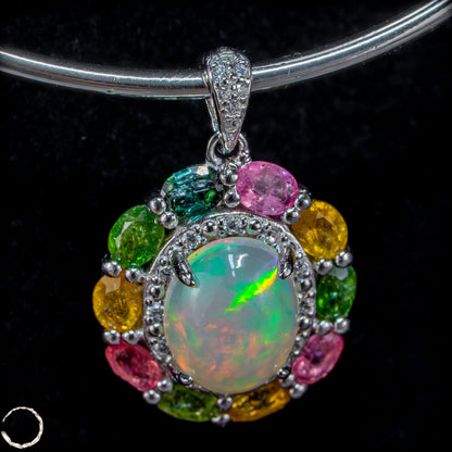 Welo Opal & Turmalin Anhänger – Farbenpracht in vollendeter Harmonie 3,47g 17,35ct