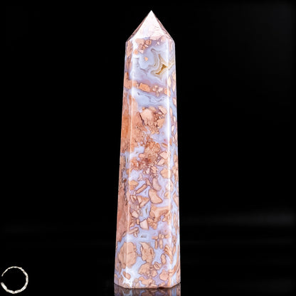 Cotton Candy Achat Obelisk – Sanfte Farben, kraftvolle Eleganz aus Mexiko -305,36g