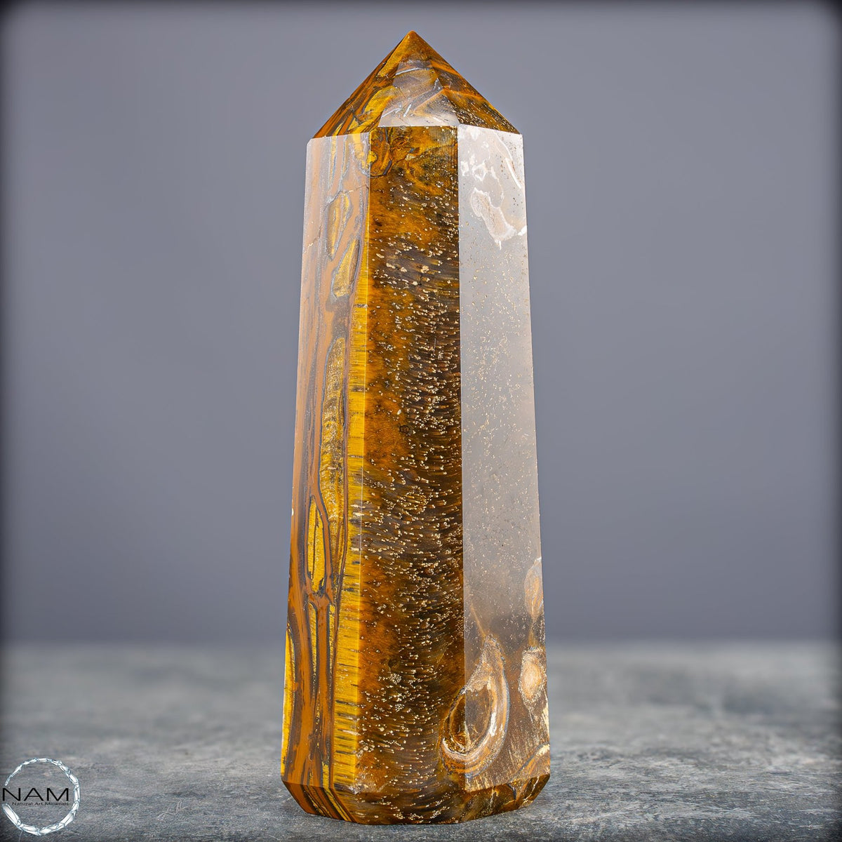 Natürlicher Tigerauge-Obelisk - 912,17g