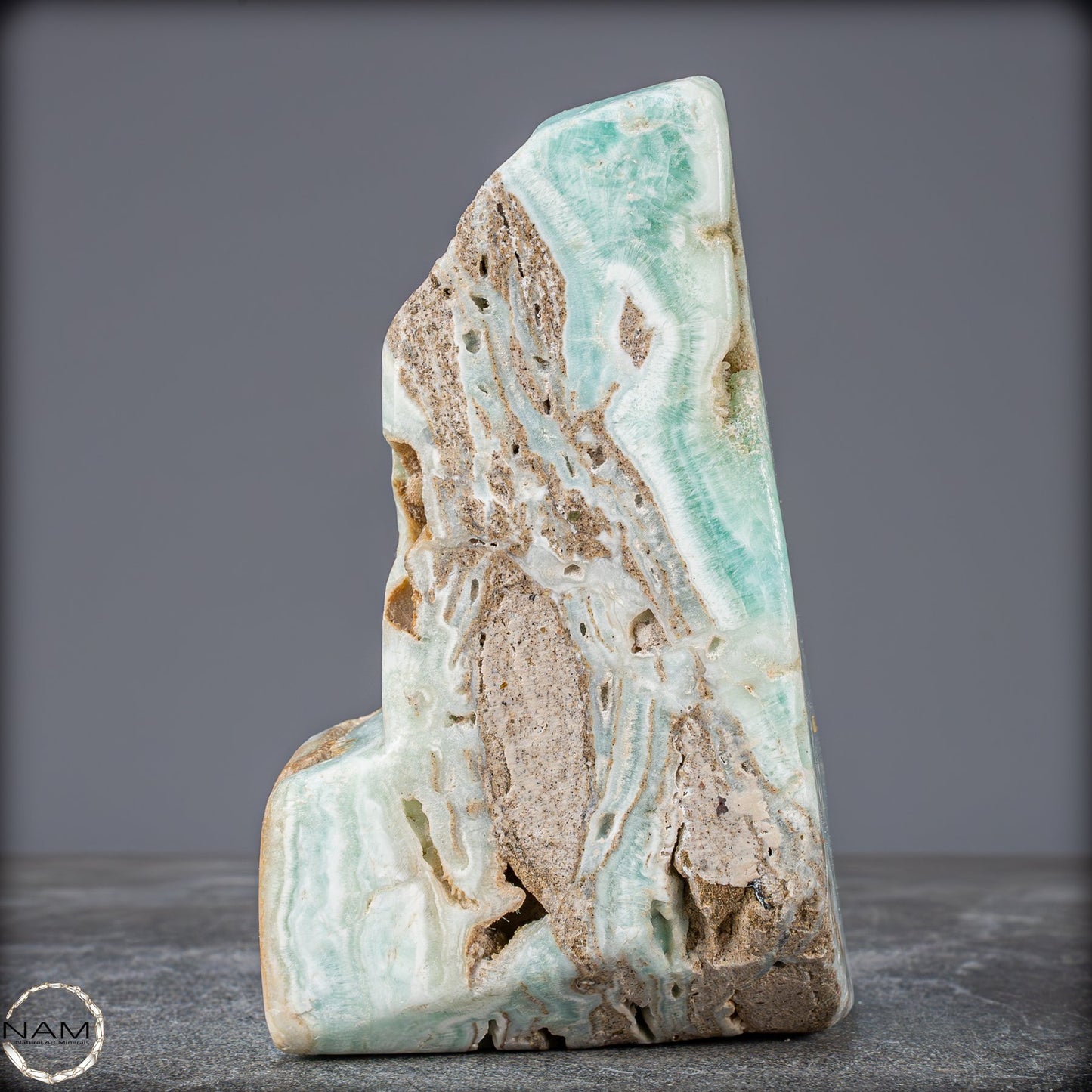 Natürlicher Blau-Grüne Aragonit Kristall-Freiform - 890,17g