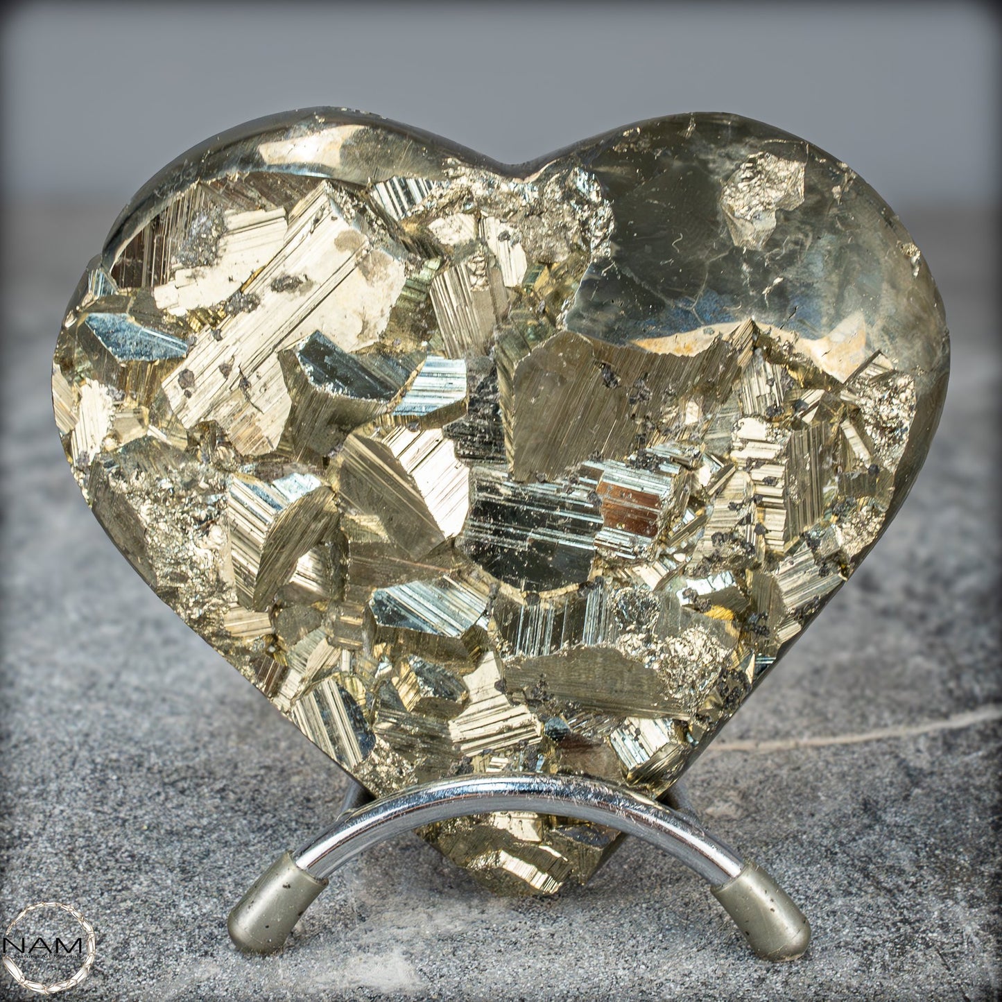 Natürliches Pyrit, Quarz und Galena Kristall Herz/Druse - 1044,28g