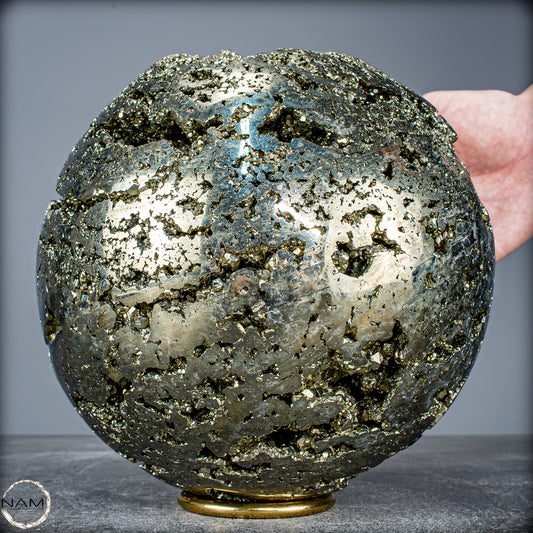 Natürliche Große Dekorative Pyrit Kugel / Druse - 10872,55g - 195mm