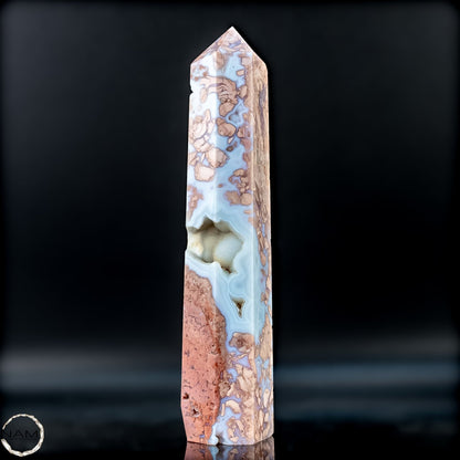 Cotton Candy Achat Obelisk  kraftvolle Eleganz aus Mexiko - 360,56g