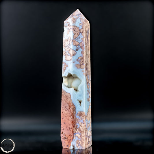 Cotton Candy Achat Obelisk  kraftvolle Eleganz aus Mexiko - 360,56g