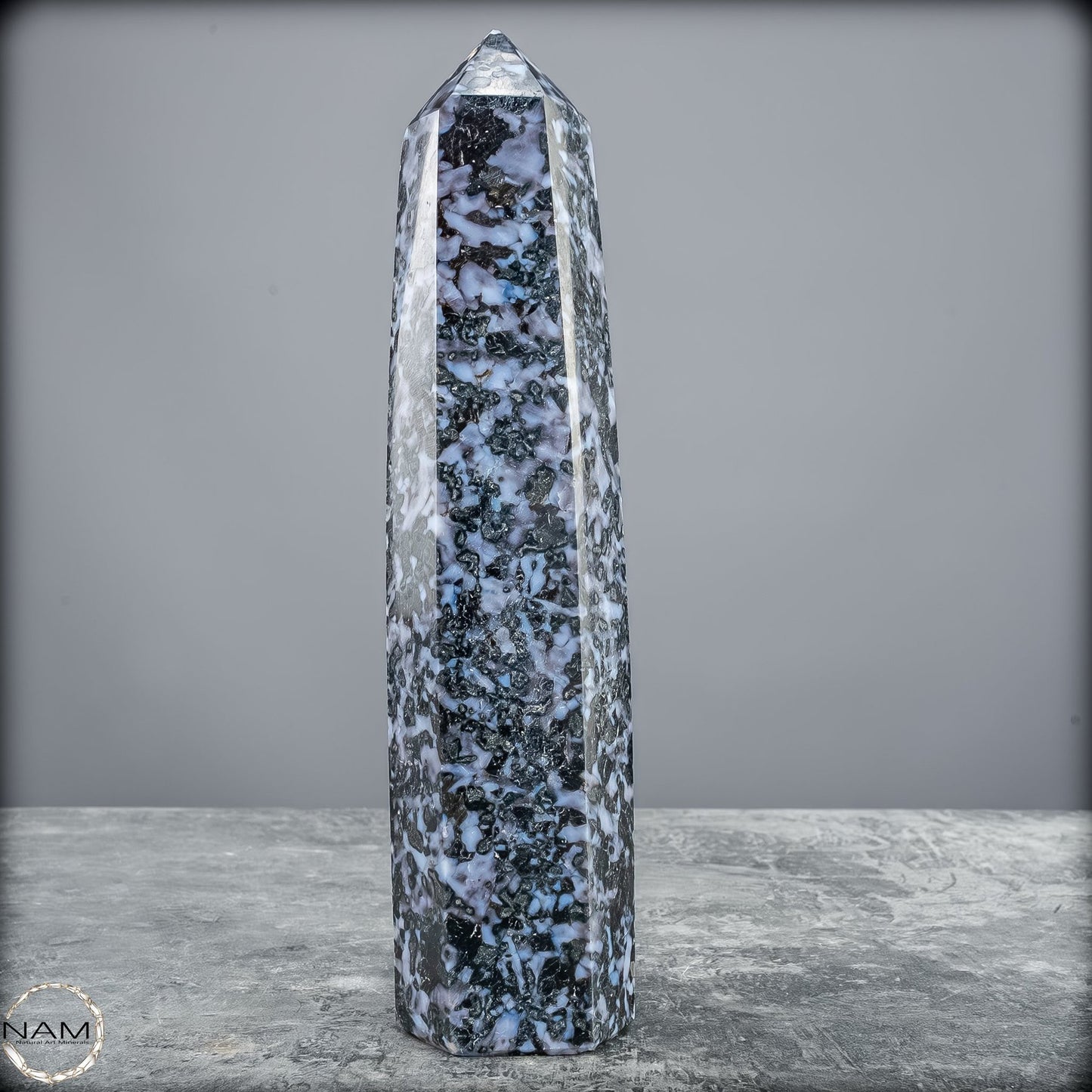 Natürlicher Merlinit (Gabbro) Kristall Obelisk - 821,77g