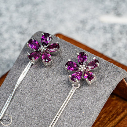 Florale Eleganz – Ohrringe mit natürlichen Padparadscha-Saphiren aus Tansania 3,16g  15,8ct