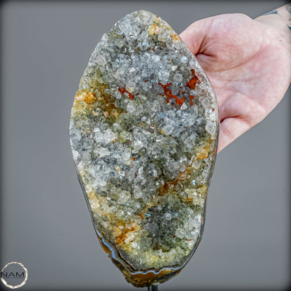 Amethyst-Prasiolith-Druse auf Ständer  (grüner Amethyst) – 1250,20g