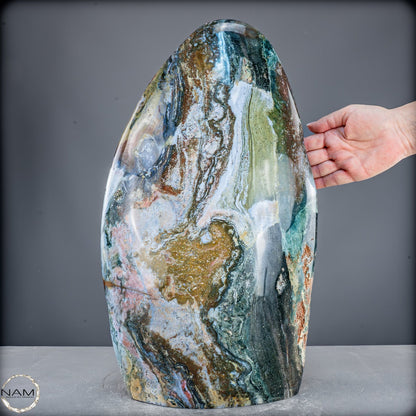 Farben des Ozeans – Ozean-Jaspis in spektakulärer Freiform-29234,11g