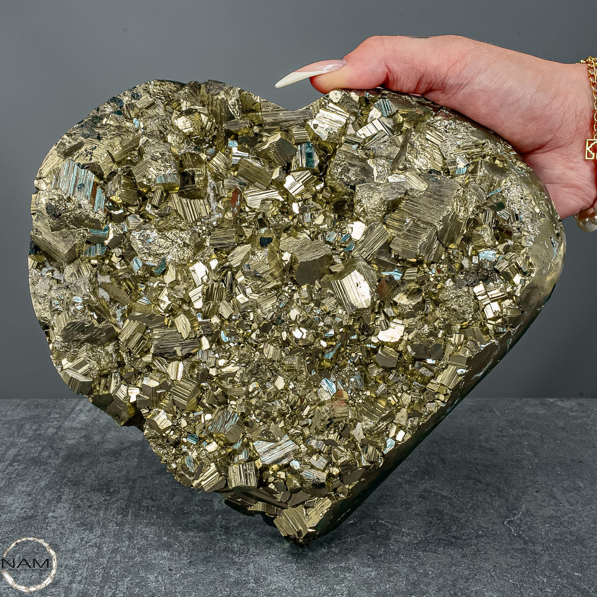 Natürliches Pyrit, Quarz und Galena Kristall Herz/Druse - 5039,47g