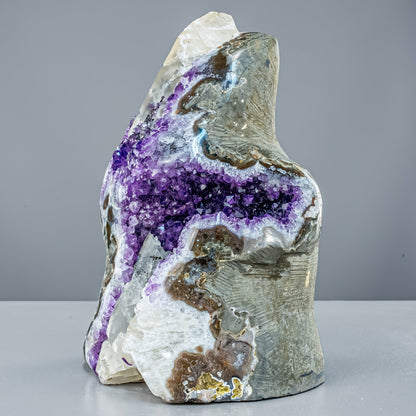 Perfekte  Amethyst-Druse mit Calcit kristallen - 3709,25g