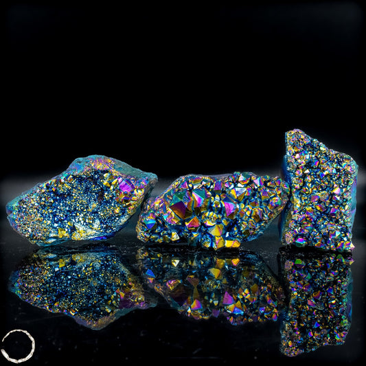 Aura Amethyst Drusen Set Regenbogenkristall voller Energie und Magie – 522,11g