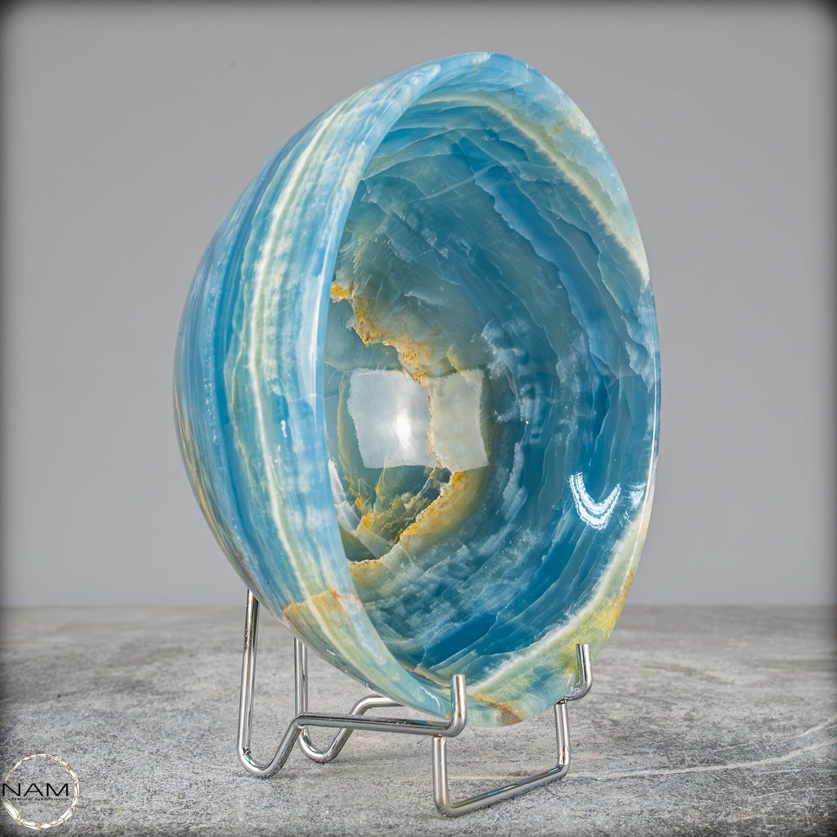 Seltene Natürlich Blaue Onyx-Kristall Schale/Schüssel, Argentinien - 632,84g