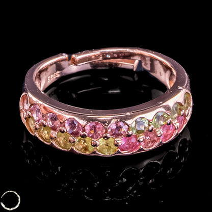 Exklusives Regenbogen-Turmalin Ring in Rosévergoldung  –4,08g 20,4ct