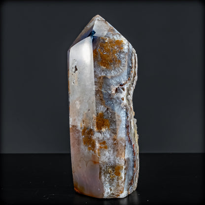 Natürlicher Achat-Kristall Obelisk mit Druse - 828,28g