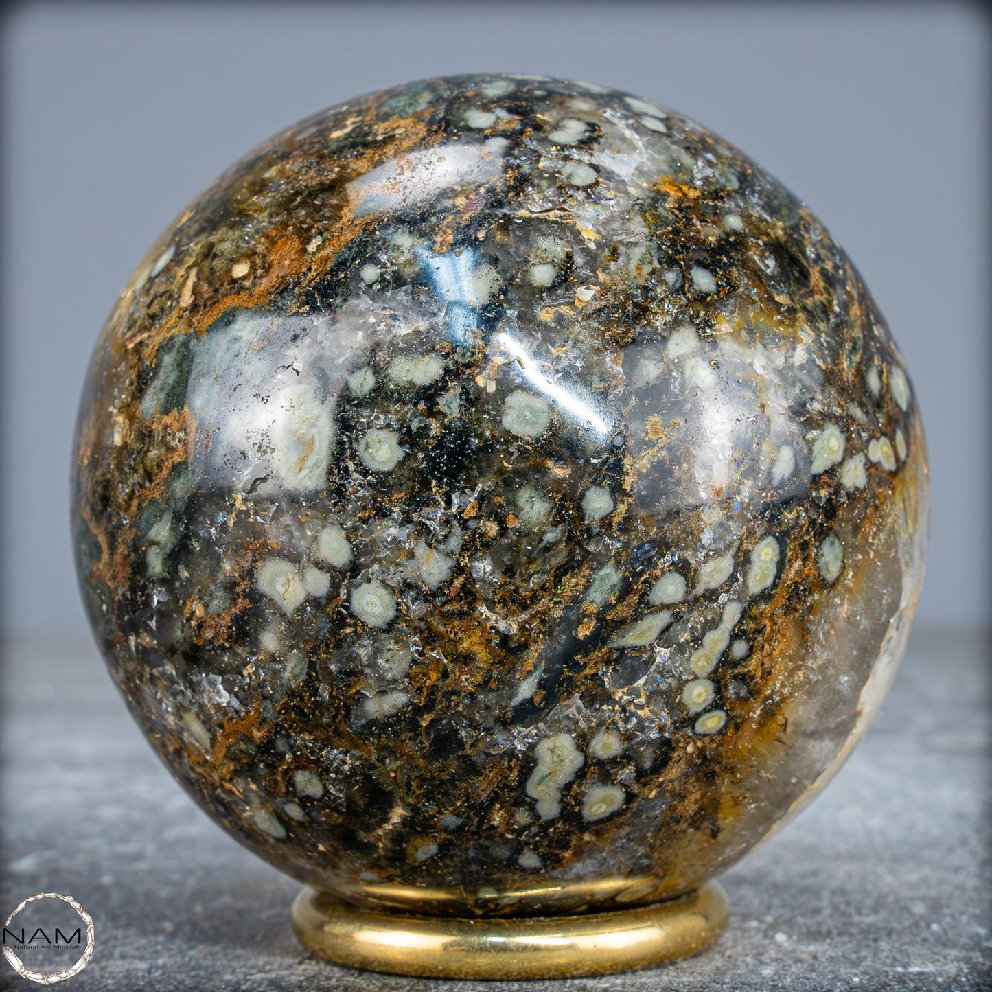 Natürliche Ocean-Jaspis-Achat Kugel - 652,51g