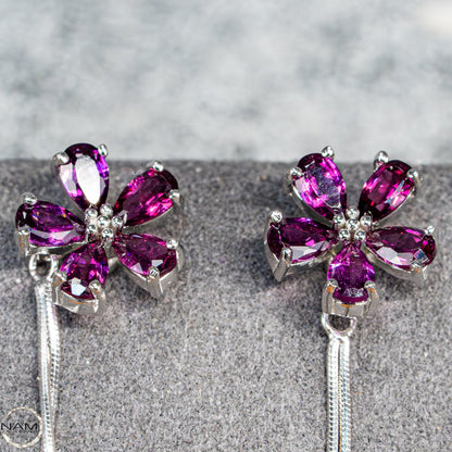 Florale Eleganz – Ohrringe mit natürlichen Padparadscha-Saphiren aus Tansania 3,16g  15,8ct