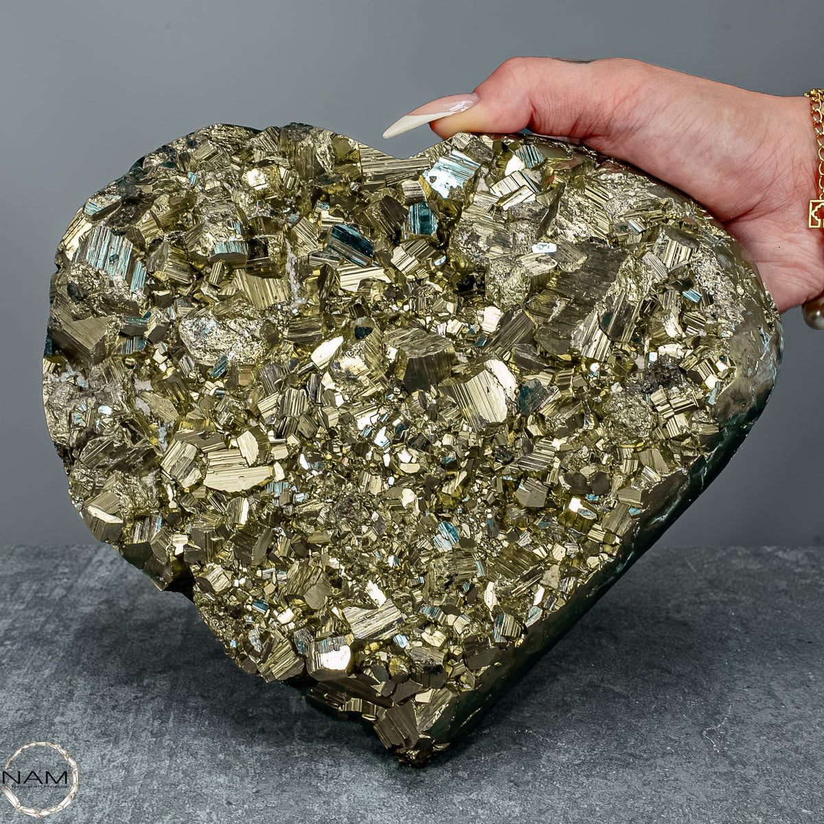 Natürliches Pyrit, Quarz und Galena Kristall Herz/Druse - 5039,47g