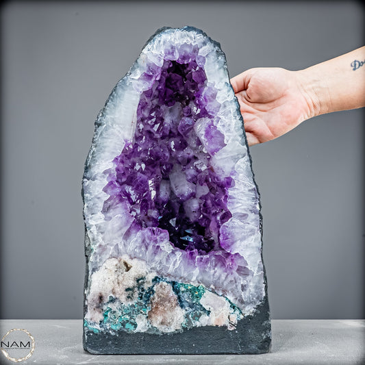 Amethyst-Druse mit Calcit aus Uruguay – 13184,13g