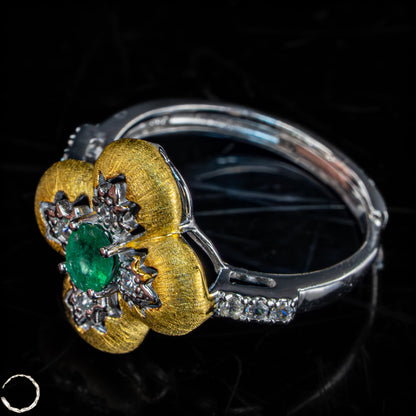 Exklusiver Smaragd-Ring aus vergoldetem Silber- 3,17g 15,85ct