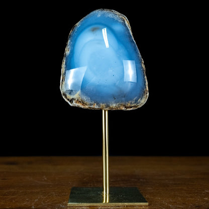 Natürlicher Blauer Chalcedon auf Ständer - 647,29g