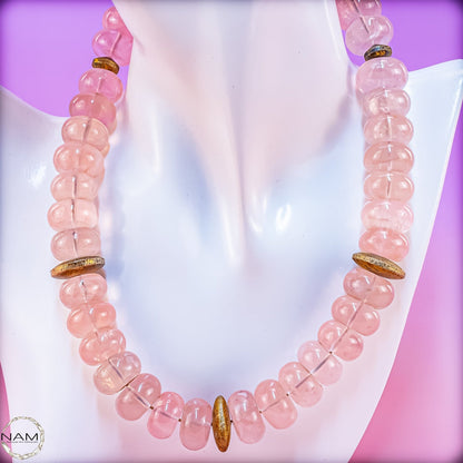 Elegante Rosenquarz Kette in zartem Rosé - 222,22g - 1111,1ct