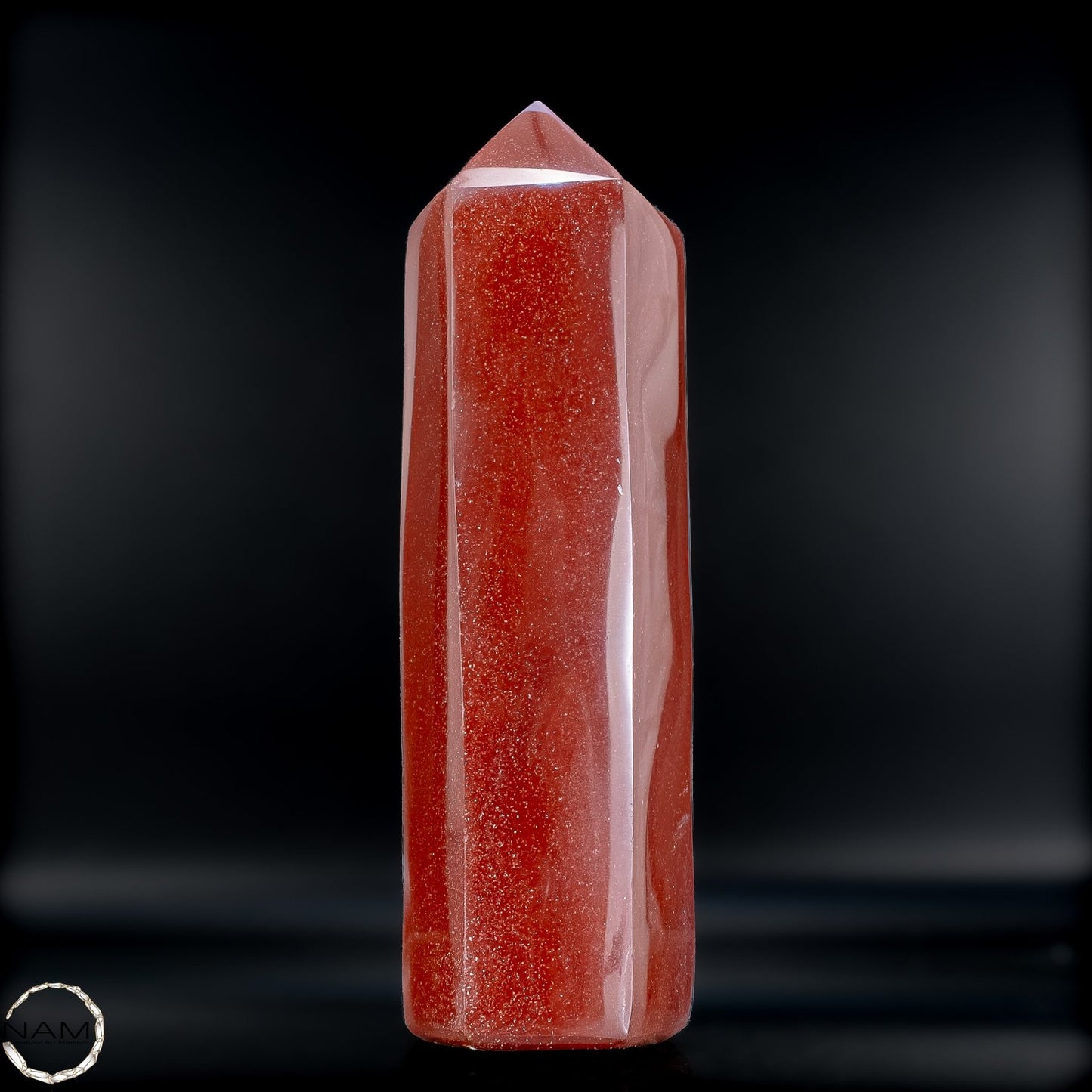 Ozean-Jaspis Obelisk – polierter Naturstein in kräftigem Rot - 1288,52g