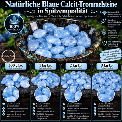 Natürliche Blaue Calcit-Trommelsteine in Spitzenqualität – Hochwertige Auswahl für Sammler und Liebhaber