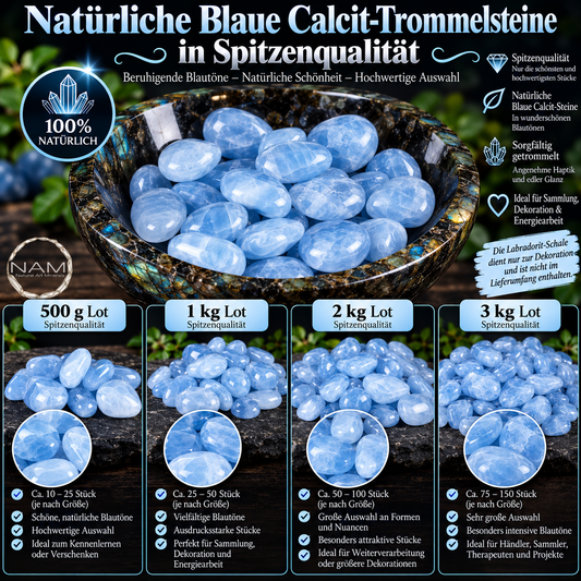 Natürliche Blaue Calcit-Trommelsteine in Spitzenqualität – Hochwertige Auswahl für Sammler und Liebhaber