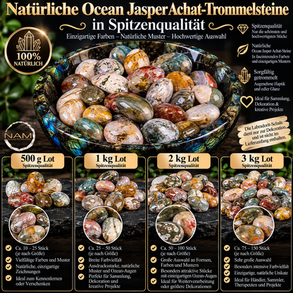 Natürliche Ocean-Jasper-Achat-Trommelsteine in Spitzenqualität – Faszinierende Farben, einzigartige Muster und natürliche Schönheit