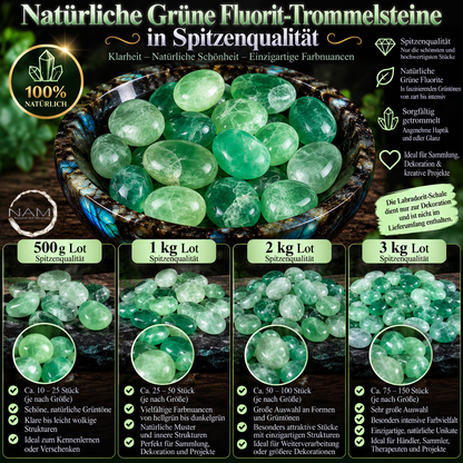 Grüner Fluorit Trommelsteine – Faszinierende Grüntöne und natürliche Schönheit in Spitzenqualität