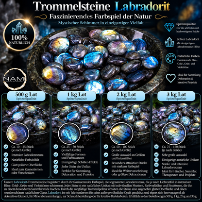 Trommelsteine Labradorit – Faszinierendes Farbspiel mit intensivem blauem und goldenem Schimmer