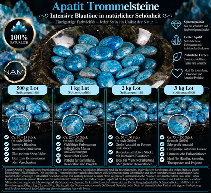 Apatit-Trommelsteine in Spitzenqualität – Faszinierende Blau- und Türkistöne für anspruchsvolle Mineraliensammler