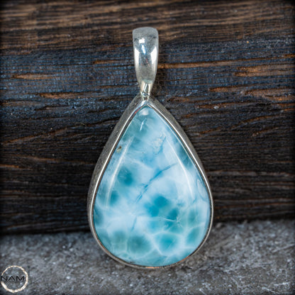 Natürlicher Larimar-Kristall Anhänger in 925 Silber - 4,61g - 23,05 ct